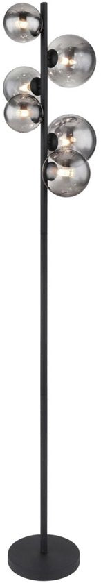 Vloerlamp RIHA Glas 155.0cm Mat zwart | Smoked G9 6-Lichts
