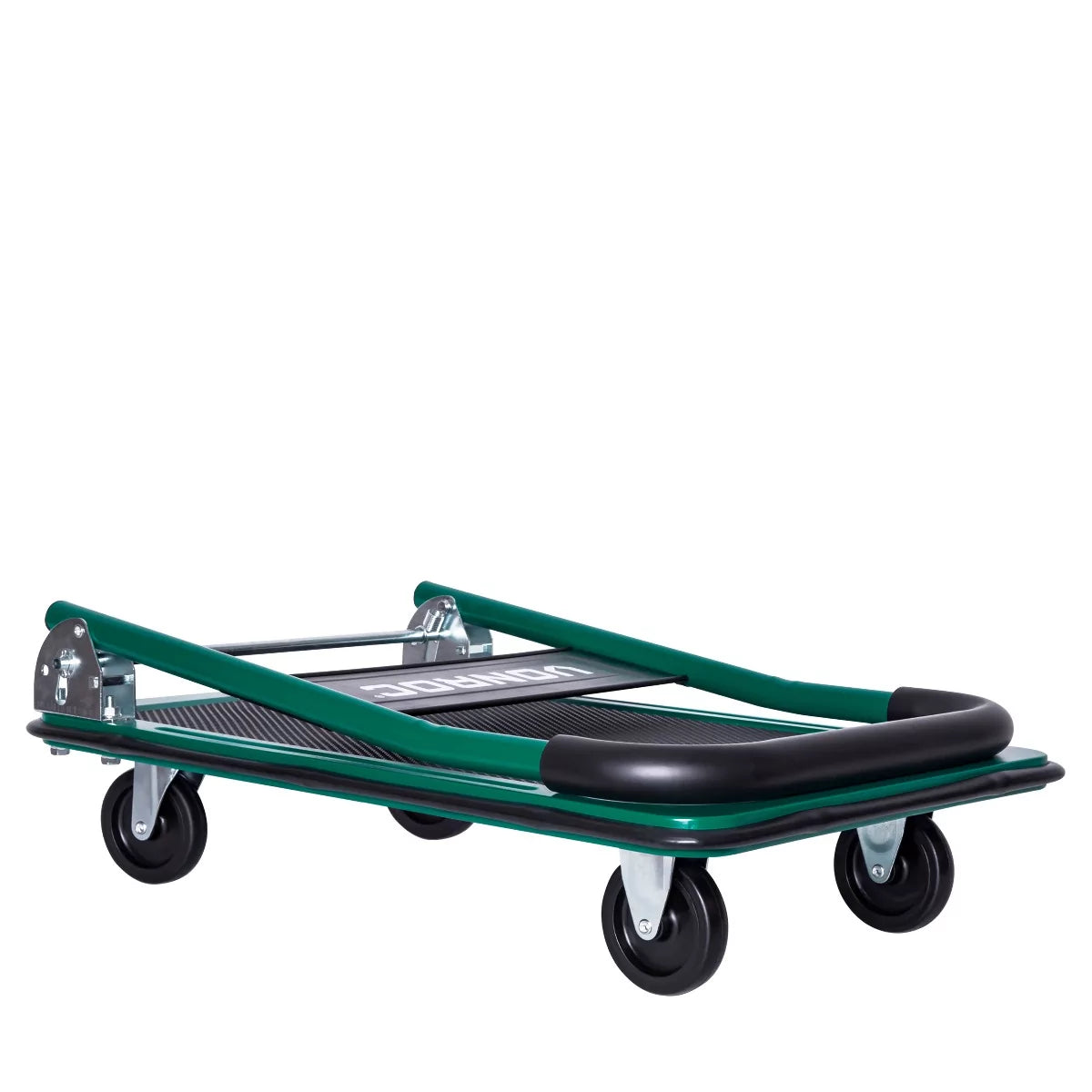 VONROC Plateauwagen Transportwagen TT502XX – 150 kg Draagvermogen Met Soft Grip Handvat En Inklapbaar Voetmechanisme – Voor Magazijn En Verhuizing – Gepoedercoat Staal En Rubber – 74 x 48 x 82 cm