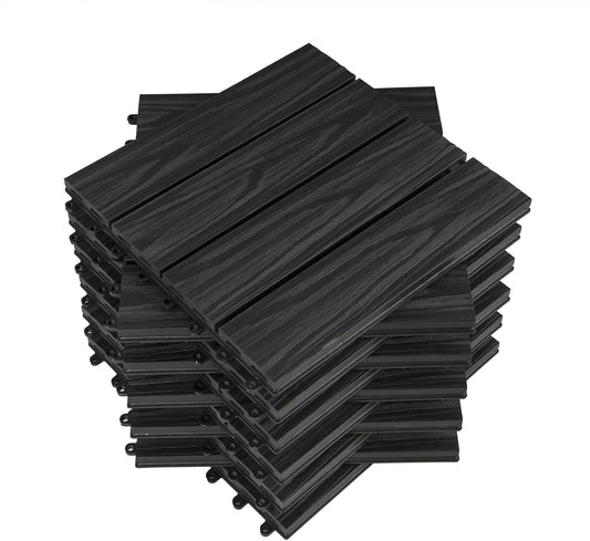 Woltu WPC Terrastegels 30x30 cm - Antraciet - Kliksysteem - 22 Stuks (2 m²)