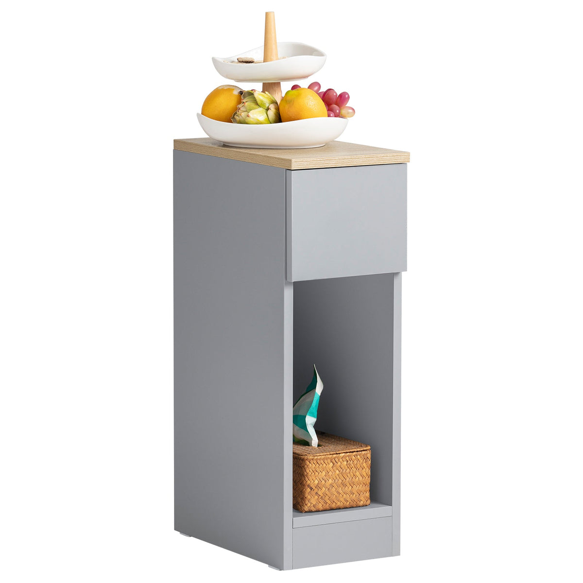 SoBuy Nachtkastje met lade en opbergvak - 20x35x60 cm - Max. 20KG - Grijs