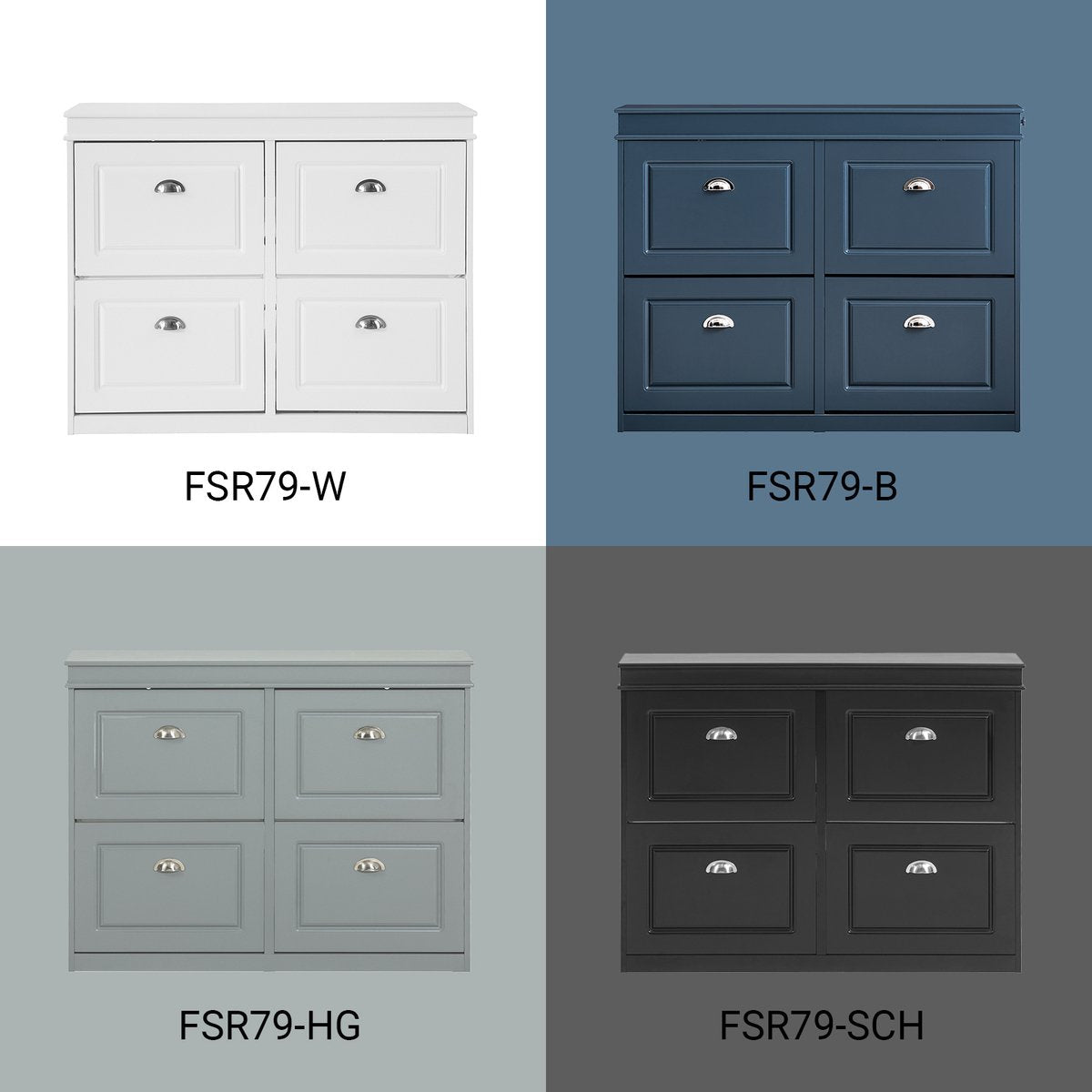 SoBuy FSR79-HG Schoenenkast met 4 Kleppen – Schoenenmeubel met 8 Planken – Ruimtebesparend Schoenenrek voor Hal – Grijs MDF – 105x83x24cm