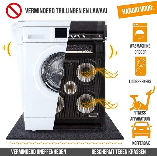 Strex Anti Trillingsmat Wasmachine en Wasdroger - 60 x 60 CM - Geluidsdempende Antislip Mat - Trillingsdemper - Rubber Mat
