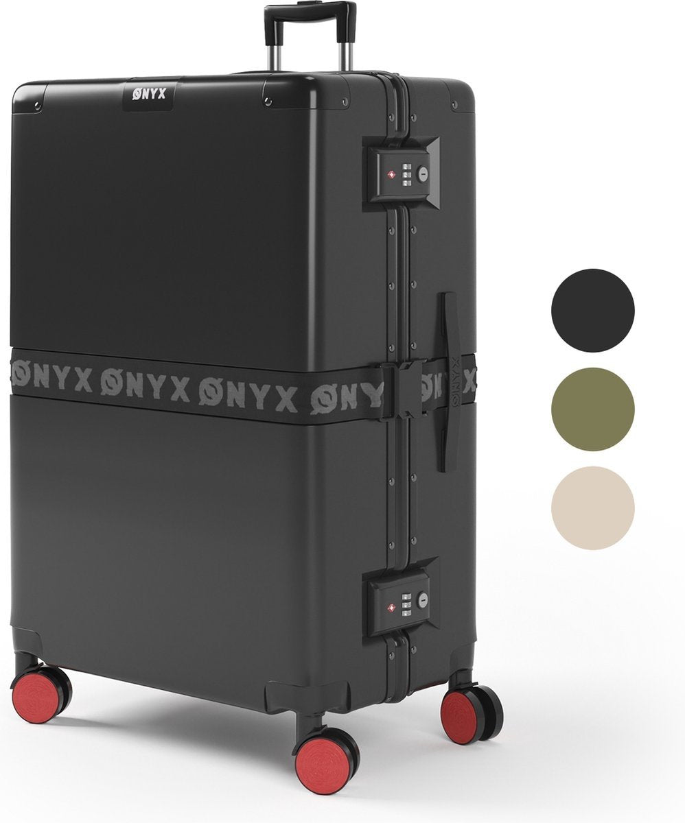 ONYX® - Check-in koffer 100L - TSA slot - Lichtgewicht trolley - Aluminium slot - Zwart