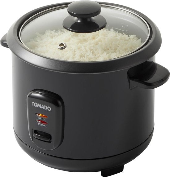 Tomado TRC1001B - Rijstkoker - 5 porties - Inhoud 1 liter - Warmhoudfunctie - Anti aanbaklaag - PFAS vrij - Zwart