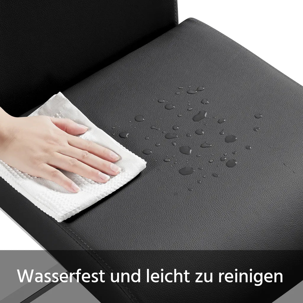 Yaheetech Eetkamerstoelen - PU Leer - Metaal - Set van 2 - 41,5 x 55 x 103 cm - Zwart