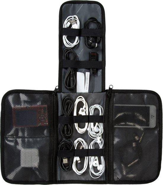Opvouwbare Kabel Organizer Tas - Set van 2 - Compacte Elektronica Reis Kabeltasje Zwart - Sunflake
