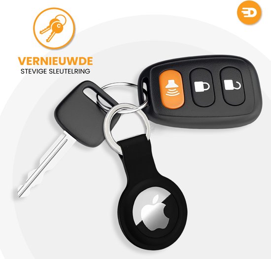 Drivv. AirTag Sleutelhanger - 2 stuks - AirTag Houder - Stevig Siliconen - Zwart