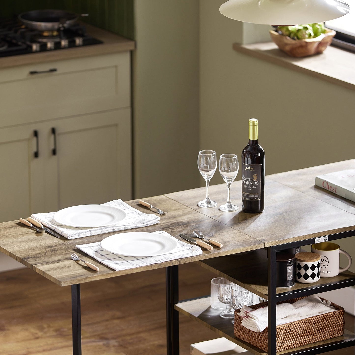 SoBuy FWT62-N Eettafel Uitklapbaar - Ruimtebesparend - 180 x 60 x 77 cm - Industrieel
