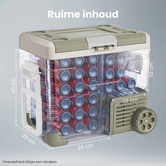 Auronic Elektrische Koelbox - Compressor - 50L - 12V en 240 volt - Camping Koelkast - Frigobox Auto - Met Wielen en Hendel - Groen