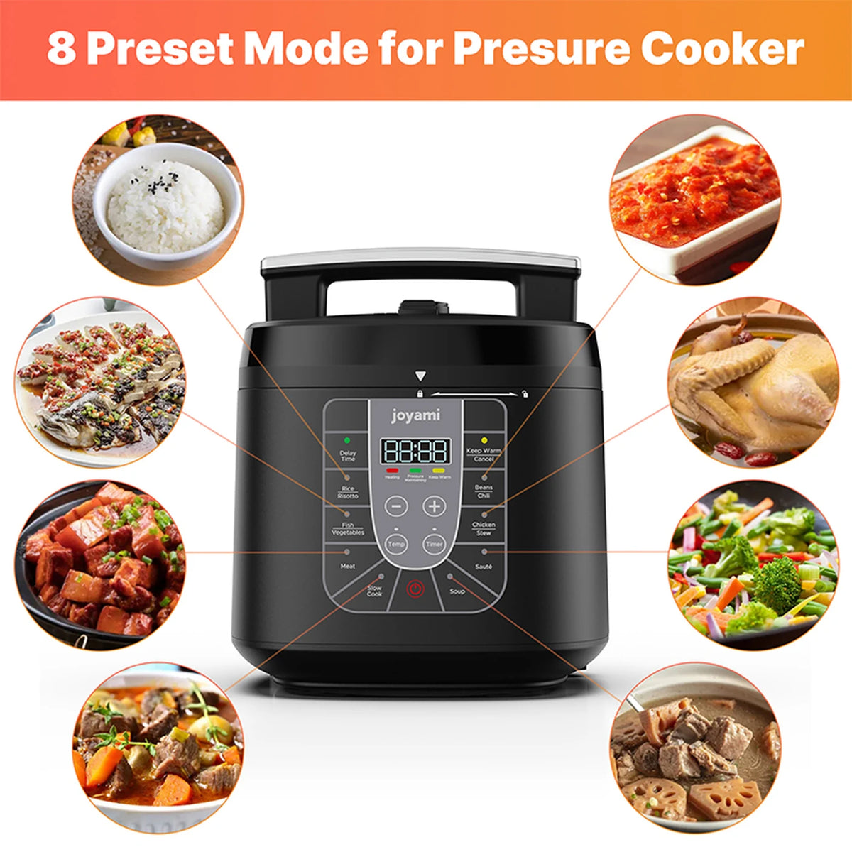 Joyami 6L Airfryer en Snelkookpan Combo - Dubbel Display - Zwart