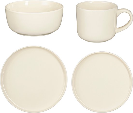 Mica Decorations Ozzu Serviesset 4 Persoons - Steengoed - Off-white