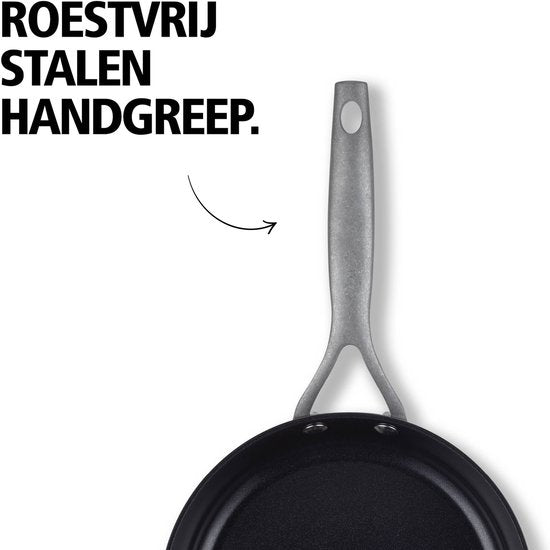 Brabantia Dusk Koekenpan Ø 28cm – 100% PFAS Vrij – Keramische Antiaanbaklaag - Inductie Koekenpan - Vaatwasser- en Ovenbestendig – Grijs