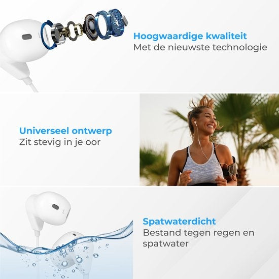 Nuvance - Oortjes met Draad - Geschikt voor Lightning - In-Ear Oordopjes met Draad - Oortjes met Draad en Microfoon - Wit