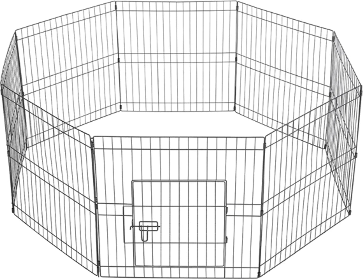 Yaheetech Puppyren Speelren – 61 x 61 cm Per Paneel – Voorzien Van 8 Panelen En Veiligheidsslot En Afgeronde Randen En Grondpinnen – Voor Puppy En Konijn – Zwart Metaal