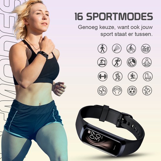 Otiume Activity Tracker HR - Smartwatch Sporthorloge met Stappenteller en Hartslagmeter - Fitness Tracker Bloeddrukmeter - Zwart - Dames, Heren & Kinderen