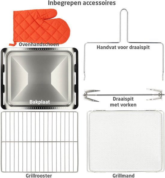 Vrijstaande Combi Oven – XXL Airfryer Stoomoven – 24 Liter – Zelfreinigend – Digitaal Display met Touch – 9 Programma's – Met Accessoires - BREND BR-2234