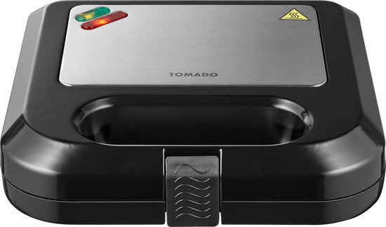 Tomado TGS2001S - Tosti ijzer - Grillapparaat - PFAS vrij - Tosti apparaat - 750 watt - 22,5 x 13 cm - Zwart/RVS