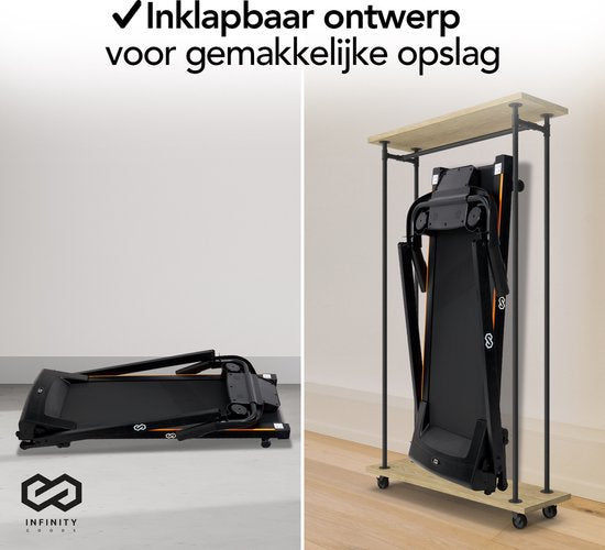 Infinity Goods Loopband Met Hellingsfunctie - 0,8-12 km/u - Inklapbaar - 132 x 60 x 117 cm - Zwart