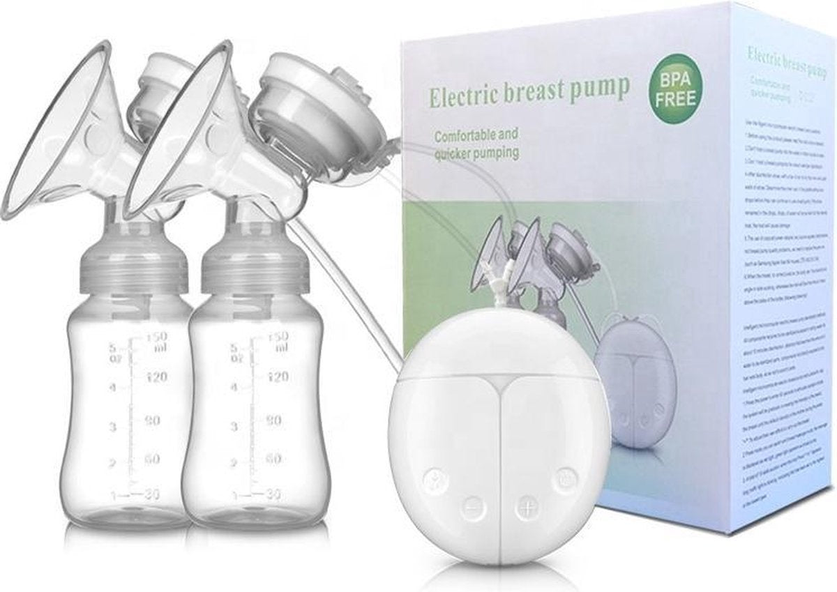 Fuegobird Elektrische Borstkolf - Dubbele Elektrische Borstkolf - Comfort Kolfset - 2X Babyfles/Kolf - 100% BPA-Vrije Borstpomp - 150 ml