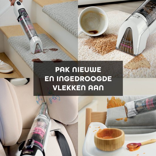 Shark StainForce Draadloze Handzame Vlekkenverwijderaar met draagcaddy, spleetopzetstuk en krachtige spray voor vloerbedekking, vloerkleden, bekleding van meubels en autobekleding - HX100EUT