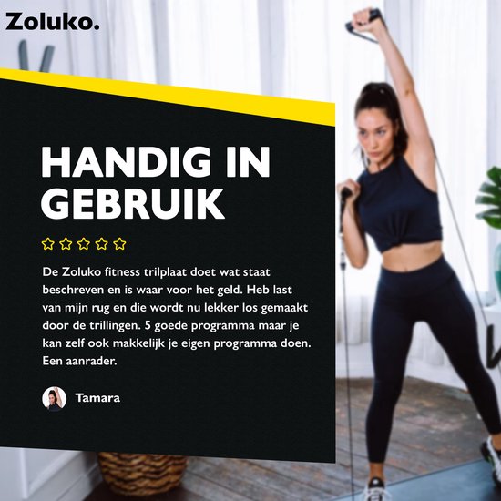 Zoluko Fitness Trilplaat met Bluetooth Functie - Incl. E-book, Weerstandsbanden en Afstandsbediening - LED Display - USB Poort - Antislip Rubber - 5 Trainingsprogramma's - 99 Snelheid Niveaus - Powerplate - Trilplaat Fitness - Zwart