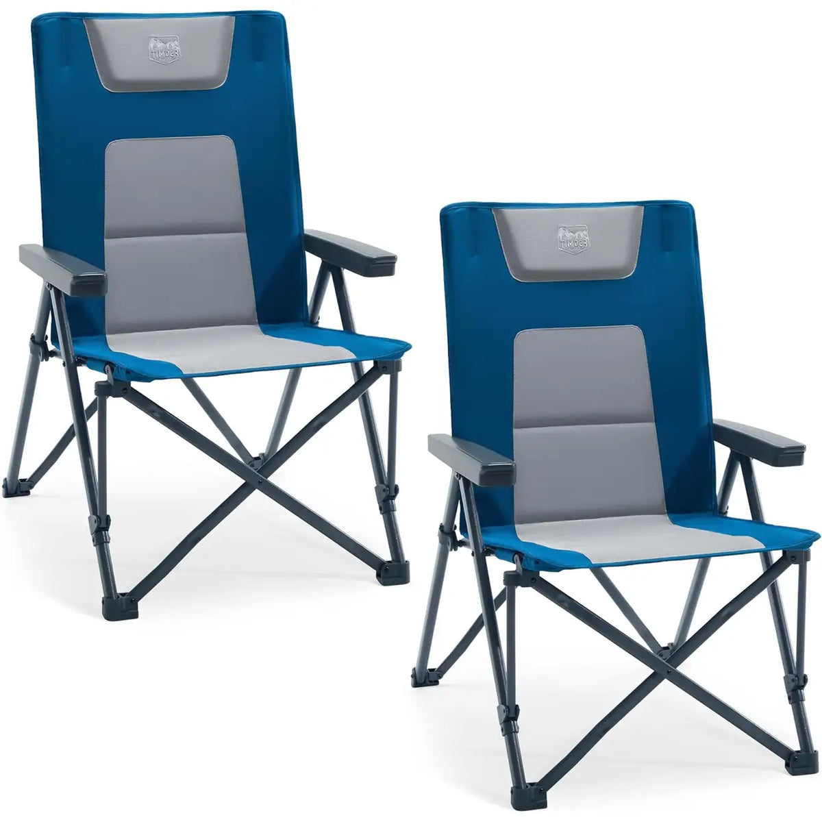Timber Ridge Opvouwbare Kampeerstoel Set van 2 – 260 kg Draagkracht – Blauw – Polyester en Staal