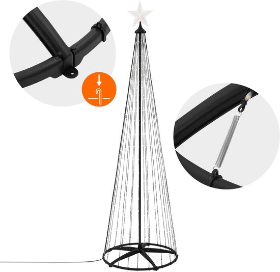 LED kerstdecoratie voor buiten 210 cm met 370 warm witte LED's