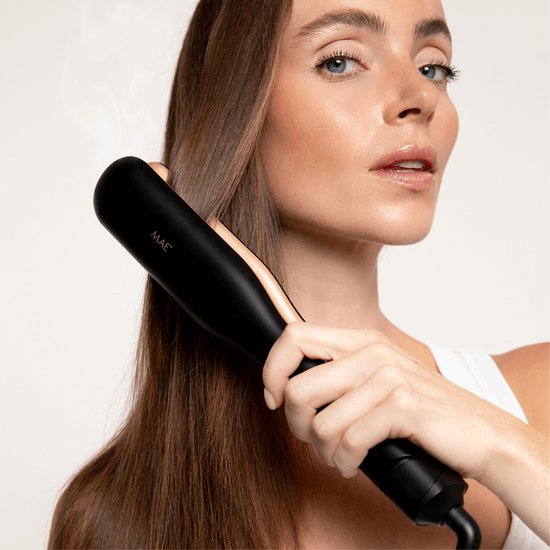 MAE® Steam Straight - Stijltang met Stoom - Professionele Stoomstijltang - zwart