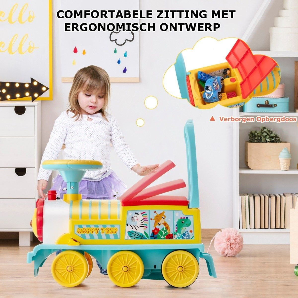 Coast 6V Electric Children's Train om op te staan ??met 16 stukjes rails voor kinderen vanaf 3 jaar