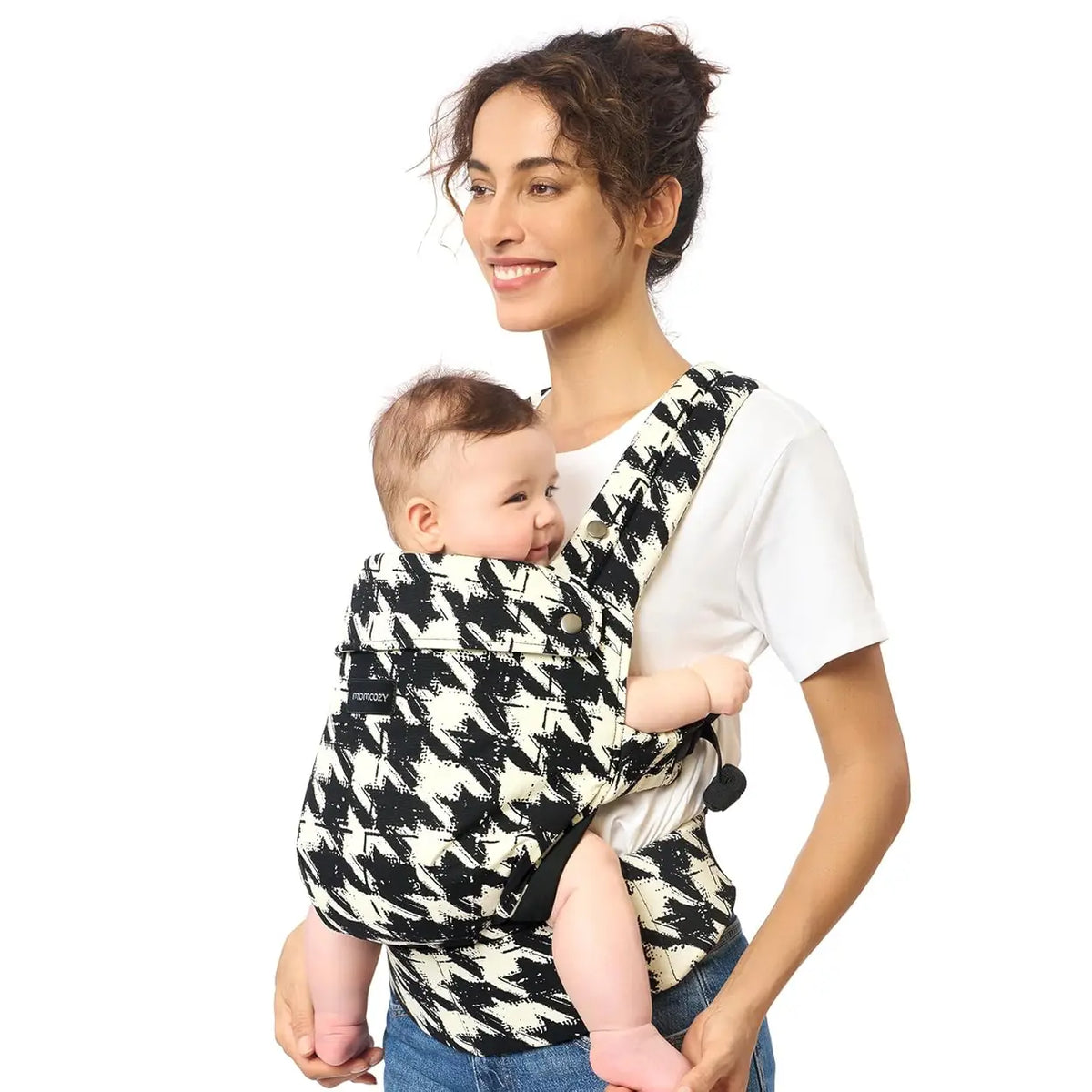 Momcozy BC001 babydraagzak - hanenpootpatroon - katoen