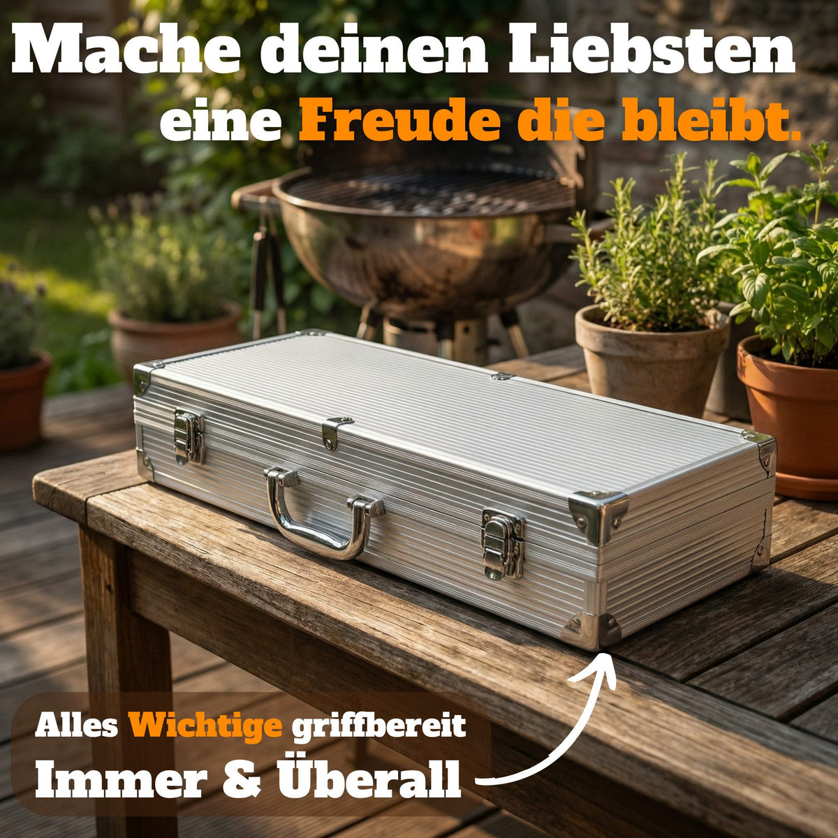Curry Master Barbecuebestek Set in Aluminium Koffer - Roestvrij Staal met 6 Spiezen - 43 x 17 x 8 cm