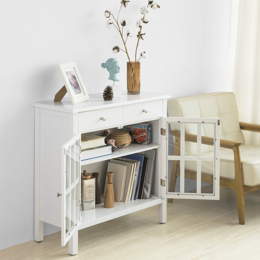 SoBuy FSB23-W Keukenkast met 2 Laden en 2 Deuren - Wit - 80x80x34 cm - Landelijk