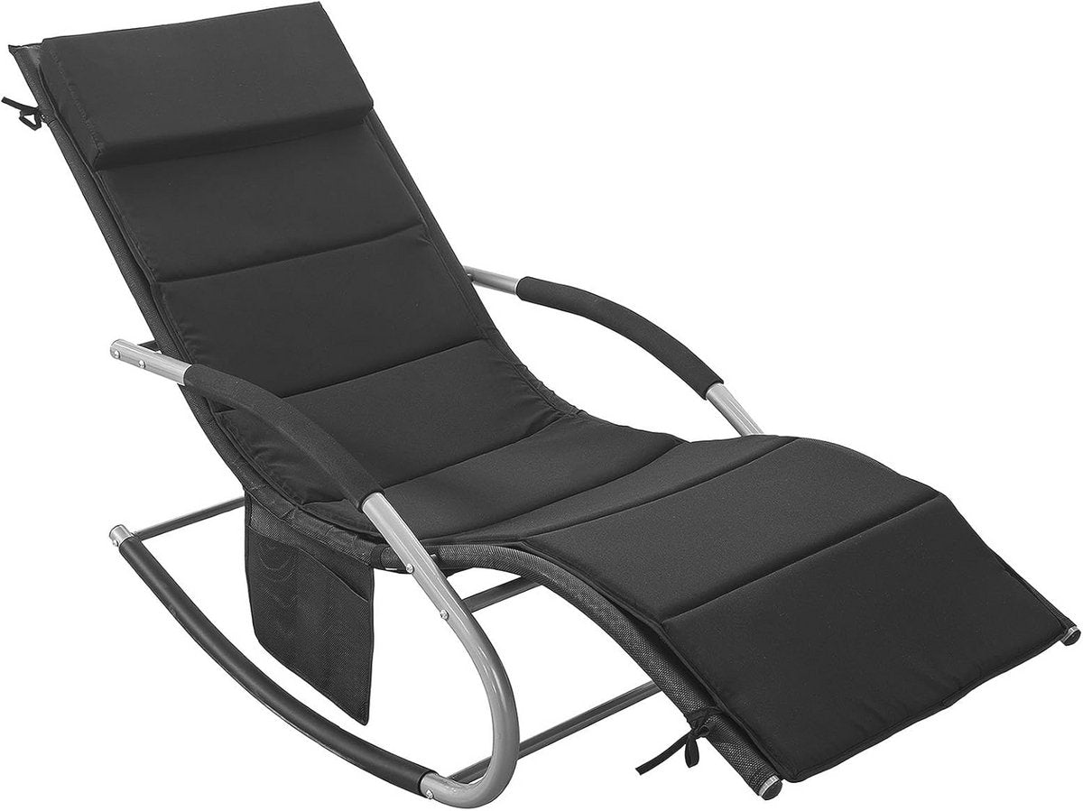 SoBuy OGS28-P02 Kussen voor Schommelstoel - Ergonomisch - Hoofdsteun - 170 x 50 x 5 cm - Zwart