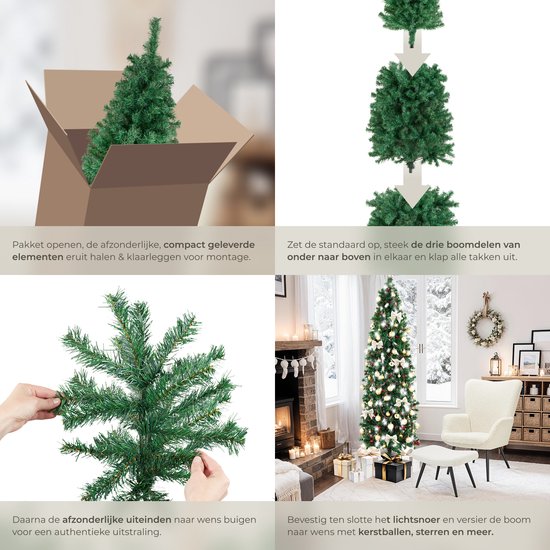 Tectake Kunstkerstboom Comet 180 cm - 200 LED’s - 8 Lichtmodi - Groen