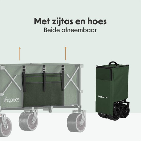 LifeGoods Bolderkar - XXL - Opvouwbaar - 300L - 150KG Draagkracht - Groen