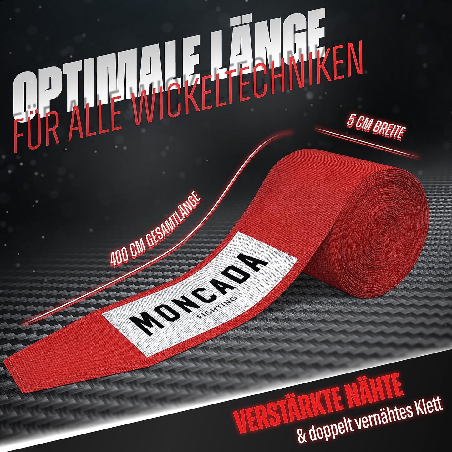 Moncada Fighting Boksbandage - 4m - Rood