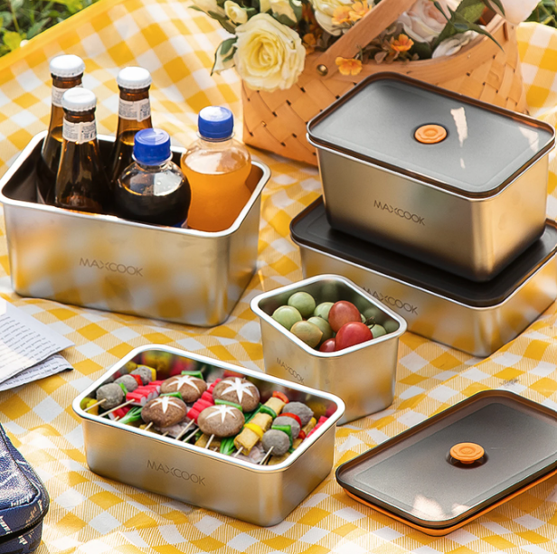 Maxcook RVS Voedselcontainers Set van 4 - Zilver - 304 Roestvrij Staal