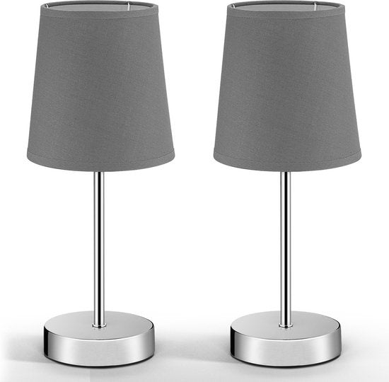 Monzana Nachtlamp 2 Stuks - met Stoffen Kap 32cm - Antraciet