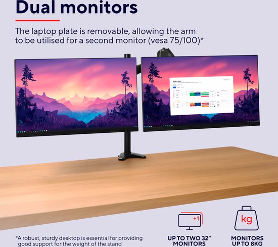 Trust Mara - Dubbele Monitor Arm - Monitor & Laptop