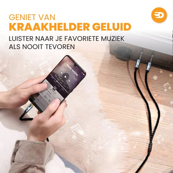 Drivv. Premium 3,5 mm Jack naar Dual 6,35 mm kabel - 2 meter