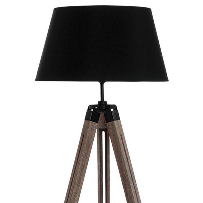 Atmosphera Runo Zwarte Driepoot Vloerlamp - Hout en Zwart - H145 cm