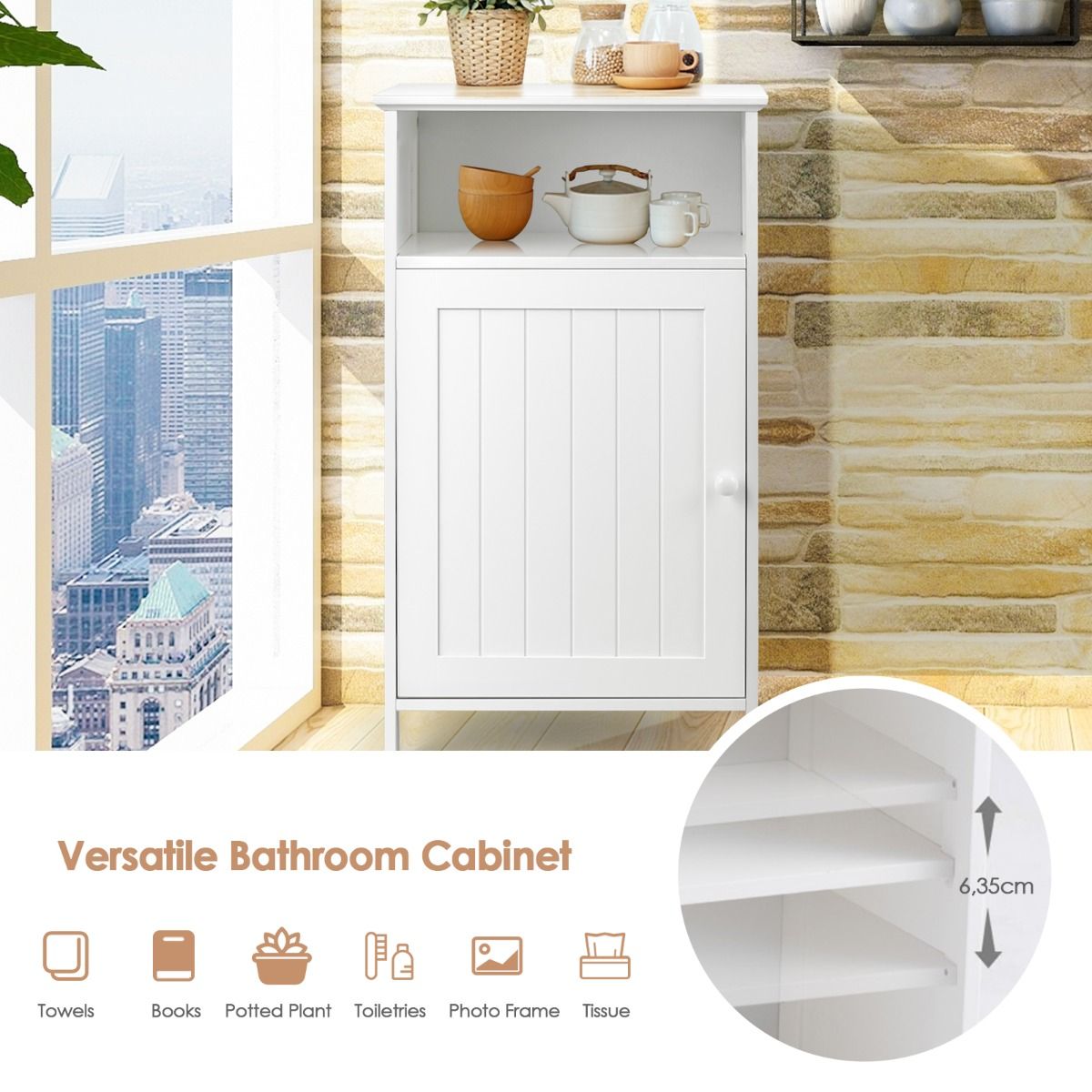 Coast Badkamerkast Met Deur - 3 Laags - 40 x 30 x 70 cm - Wit