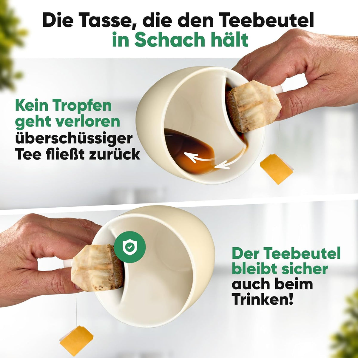 Neighbour's Friend Gepatenteerde theemok beige geschenkverpakking I Keramische mok groot 325ml I Theemok steengoed I Keramische mok voor thee I Vaatwasserbestendige theemokken I Modern design voor theedrinkers
