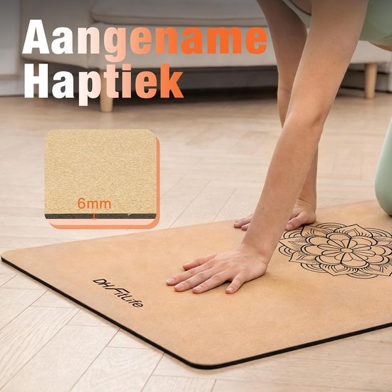 DH FitLife Kurken Yogamat - Mandala Harmony - 183 x 61 cm - 6 mm - Met Draagriem