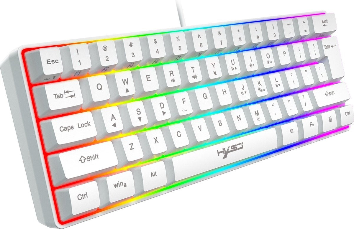 HXSJ V700 RGB Membraan bedrade gaming toetsenbord - 61keys - Qwerty - Wit