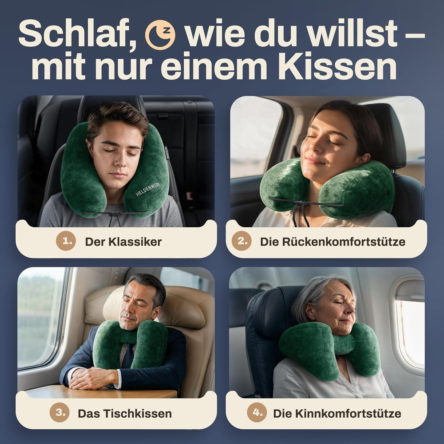 Heldenwerk® Premium Air Nekkussen – ErgoRing – Opblaasbaar – Met Capuchon & Oordopjes