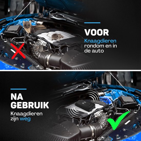 Vulpes Goods® Verjager - Marterverjager - Ongedierteverjager - Multifunctionele Set Binnen & Buiten - Batterijen, 12V & Auto accu - Marters, Muizen & Ratten - Steenmarter Verjager PRO - Incl. Batterijen