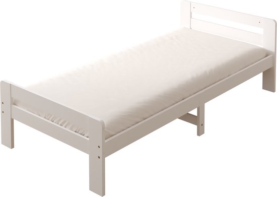 Sunny Olla Kinderbed – 200 x 90 – 205,5 x 98 x 61 cm – Peuterbed Meisjes en Jongens – FSC 100% Hout – Met Lattenbodem –Exclusief Matras – Wit