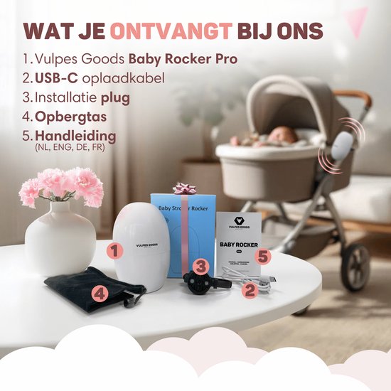 Vulpes Goods® BabyCare - Baby Rocker voor Kinderwagen - Baby Swing - Babywipstoel - Automatisch Schommelen - Incl. Reistas - PRO Versie