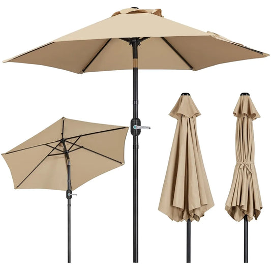 Yaheetech Parasol - Kantelbaar - Crank - 226 cm - Lichtbruin